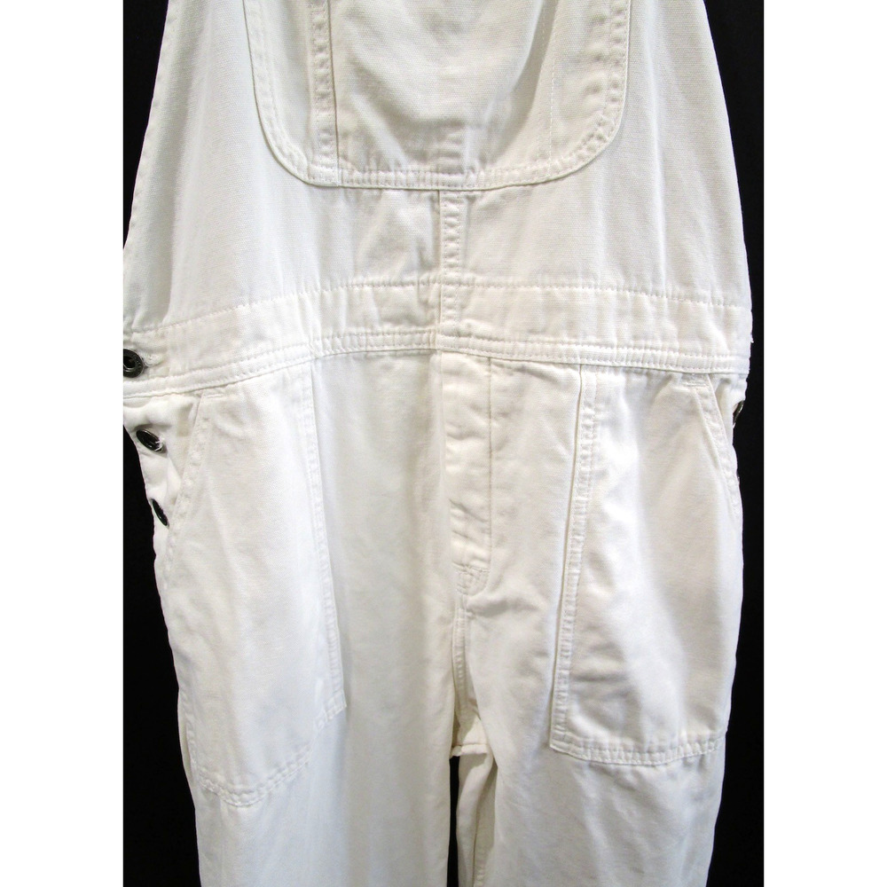 EUC! Zara Ivory Canvas Bib Carpenter Overalls Women Sz M - Picture 4 of 13